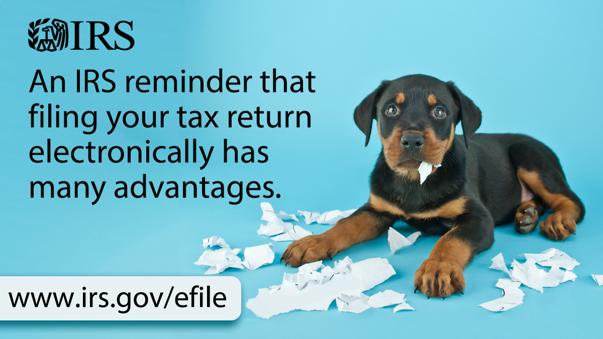 The fastest way to get a tax refund from #IRS is to file electronically and use direct deposit. ow.ly/YUcR50EeK33