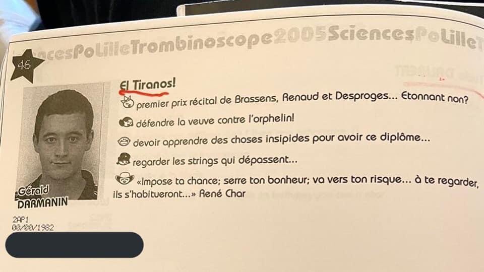 JFaerber's tweet photo. Fidèle à lui-même, Gérald Darmanin, trombinoscope Sciences Po, 2005 https://t.co/gbDTllFf5I