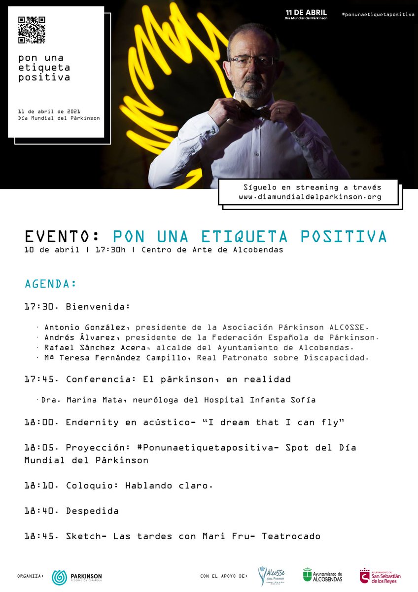 ParkinsonBurgos's tweet photo. Dentro de las acciones del #DíaMundialDelPárkinson, la
@ParkinsonFEP organiza el evento online: #PonUnaEtiquetaPositiva. Sábado 10 de abril en #streaming desde su Canal de YouTube
https://t.co/iYrhfbsBGV
#Párkinson #WPDD #DíaMundialdelPárkinson #PonUnaEtiquetaPositiva #Burgos https://t.co/bDjDPLsSKD