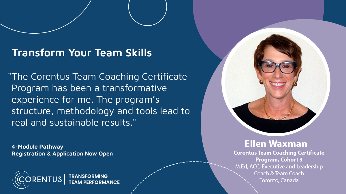 TeamCorentus's tweet image. Making a change? Team coaching is a growing field that can engages the head and heart for client and coaches alike. Corentus offers a menu of team coaching trainings - more information corentus.com/courses-progra…
#teamcoaching #teameffectiveness