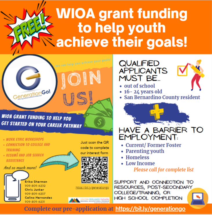 We currently have openings for our program. If you are interested and meet the qualifications please contact us! Here is our link to fill out our pre-application! bit.ly/generationgo @inlandEmpire <a href="/CRYROP/">CRYROP</a>