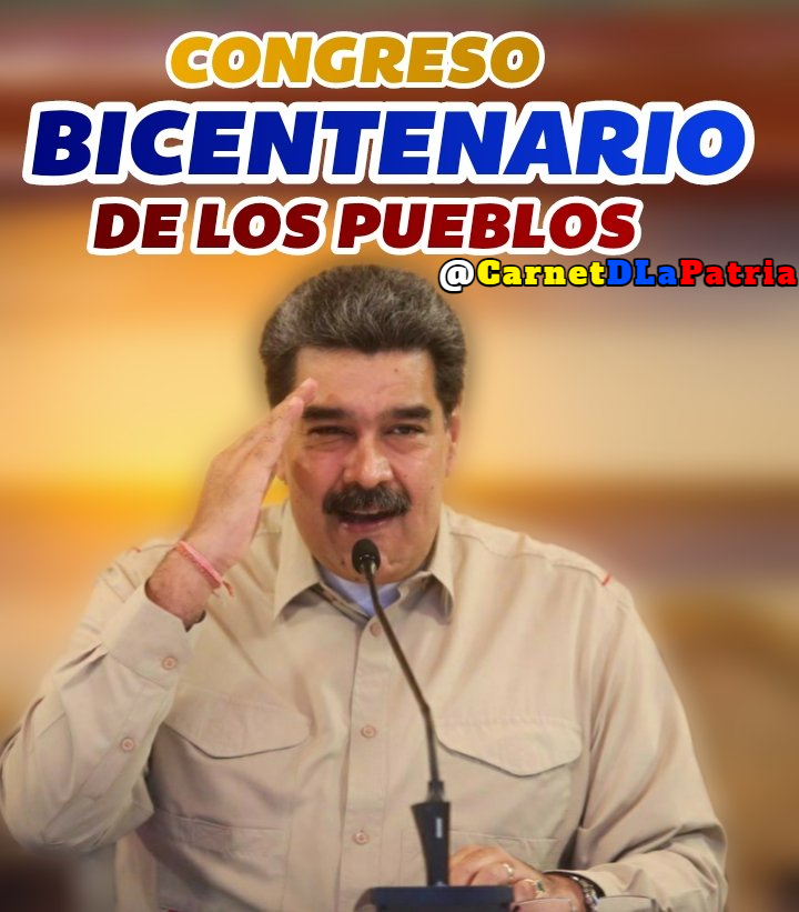 Más de 7 millones de venezolanos inscritos en el Congreso Bicentenario de los Pueblos. Lea más👉bit.ly/2Q7xJLE #JuntosContraLaCovid19 Carnet de la patria #8Abr