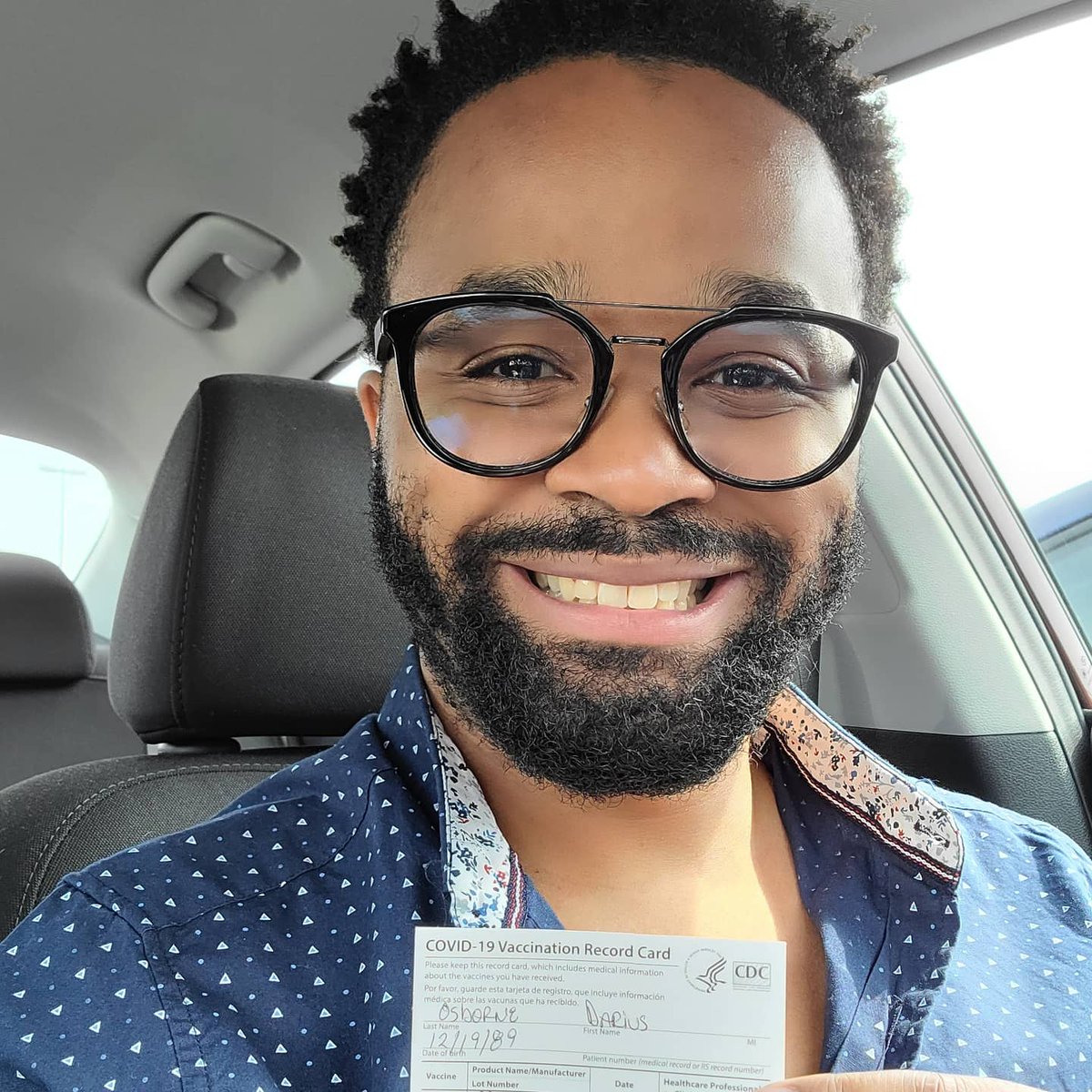 DariusAOsborne's tweet photo. Got dosed up today and I'm so happy! Please do your part and get yours when you can so we can all get back to some sense of normalcy. ❤ https://t.co/BFCiMmSRqs