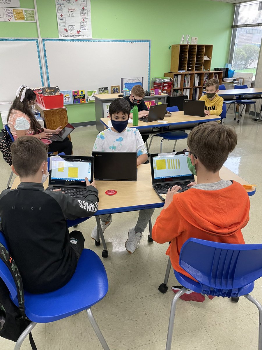 MsKovatchis's tweet photo. Students working together to create a division problem by halving it and using base 10 blocks to show their thinking! ➗🙂#wdsd7 #origomath https://t.co/vYT3omQjTC