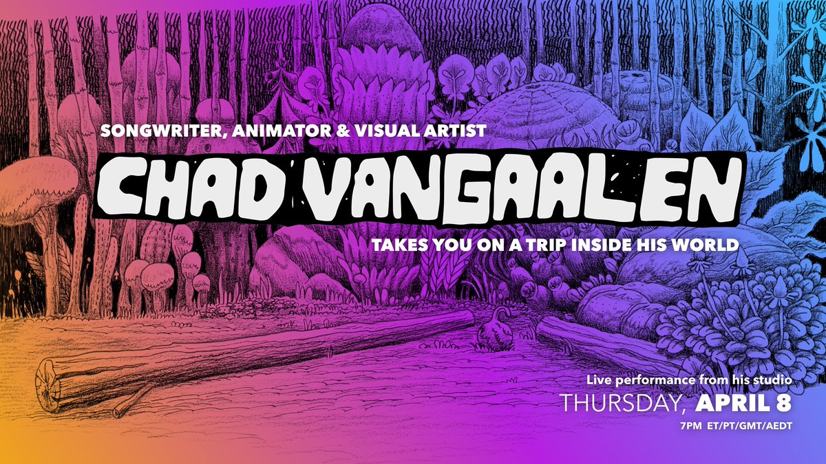 subpop's tweet photo. Are you ready to journey to the world of @chadvangaalen tonight? 
Join Chad in his studio at 7 PM on #Noonchorus featuring tunes from his latest album, 'World's Most Stressed Out Gardner' along with other veggie surprises 🥕🥬🌽
Tix ->https://t.co/SVSgJUA4co https://t.co/E1I9THxL6b