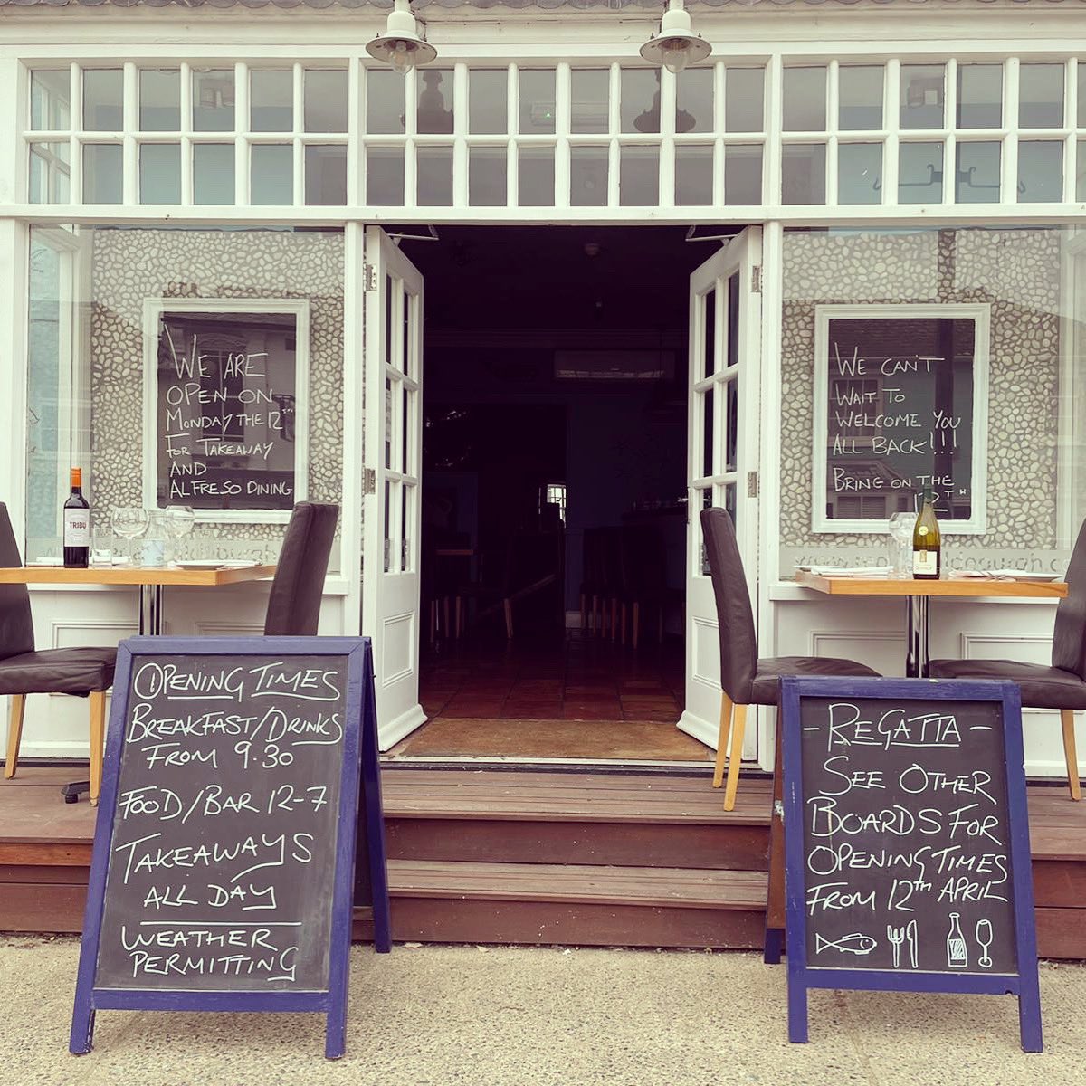 We cannot wait to open again on Monday! We will be running a brunch, lunch &amp; dinner takeaway menu from 9.30-11.30am &amp; 12-7.30pm everyday &amp; also have four outdoor dining tables at the front of the restaurant (first come, first served due to weather restrictions)#aldeburgh #suffolk