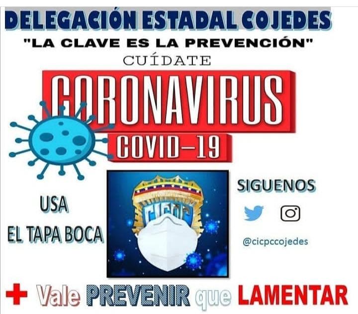 #CicpcCojedes
📎Máxima Conciencia
La prevención es Tareas de Todos!

👉🏼Recuerda
➡️Quedate En Casa 🏡
➡️Usa la Mascarilla 😷
➡️Lavate las Manos de manera frecuente.
@douglasricovzla @jsalazarcicpc @mercybracho71 <a href="/RedipLosLlanos/">Redip los Llanos</a> 
instagram.com/p/CNaghLQBwkx/…