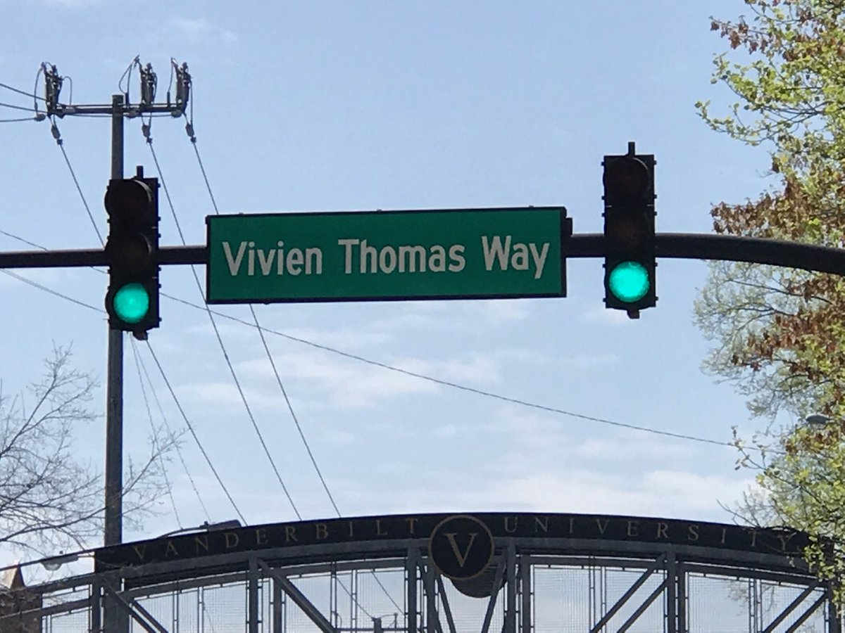 SparkMedia's tweet photo. Just received these great pictures of the newly named Vivien Thomas Way in #Nashville. It is so wonderful to see Thomas' legacy remembered in the town he grew up in and near @VanderbiltU, where his partnership with Dr. Blalock began. #VivienThomas #PartnersoftheHeart https://t.co/9iLh6k9TOy