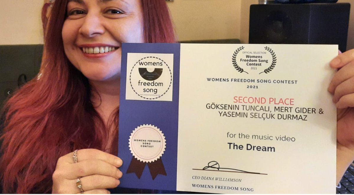 Our certificate has arrived!
Thanks so much again to <a href="/Wfsongcontest/">Womens Freedom Song</a> and my beloved friends who contributed in our amazing journey!
<a href="/mertigider/">Mert_Gider_</a> 💜
#womensrights #womensfreedom #womenpower