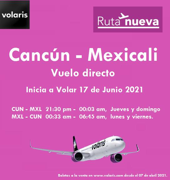 WKND_TV's tweet photo. #Volaris sigue creciendo y presenta su próxima nueva ruta desde #Cancun a #Mexicali en vuelo directo.

¡Vuela a partir de junio! compra tus boletos y aprovecha los precios por apertura en https://t.co/CvzeB9O528 https://t.co/j0Cs0pIv3U