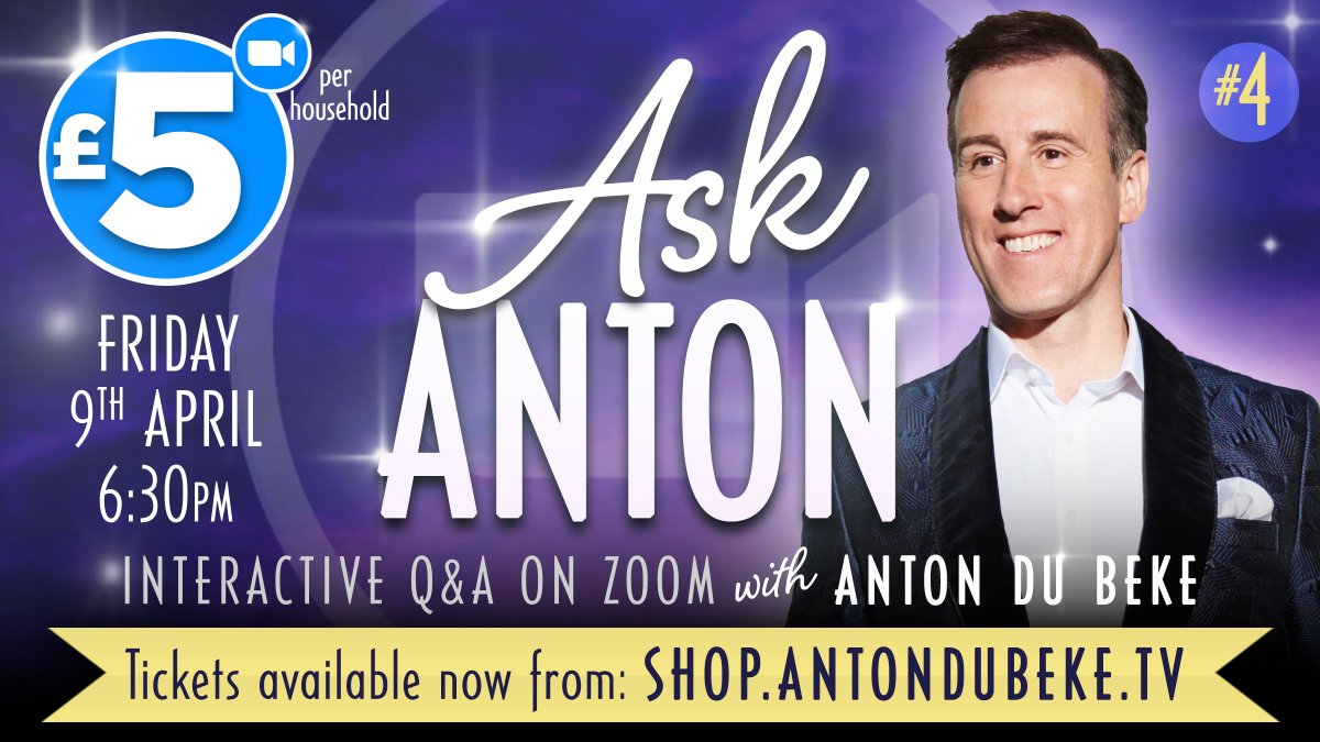TheAntonDuBeke's tweet photo. The weekend doesn't officially start until you've 'Asked Anton'! 🤣 Still some spaces left... Friday, 6:30pm - see you for a zoomalong!
https://t.co/VBiFIwHX5g
Anton XX 😘
#AskAnton #ZoomAlongWithAnton https://t.co/IK2Md65jwE
