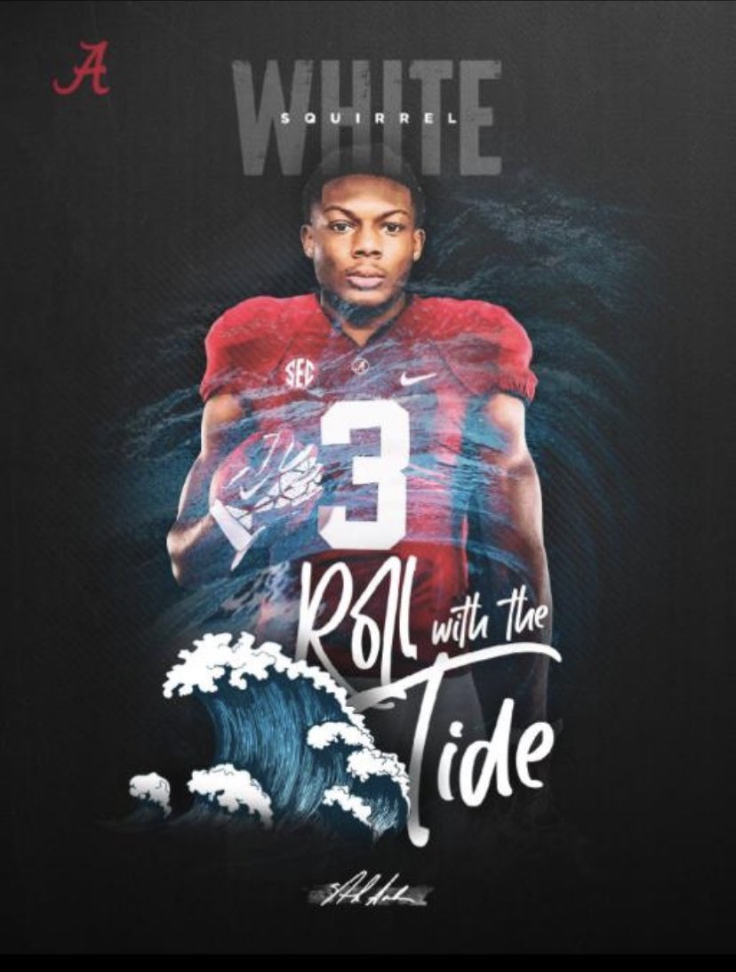 squirrelwhite3's tweet photo. EXTREMELY blessed to receive an offer from the University Alabama Crimson Tide 🐘⚪️🔴@freddierch8 @HolmonWiggins https://t.co/NlKFmVl7TR