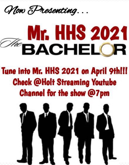 Check out “Holt Streaming” on YouTube tomorrow at 7. To see your top 3 contestants. Venmo in the description of the YouTube video to vote for your favorite bachelor!