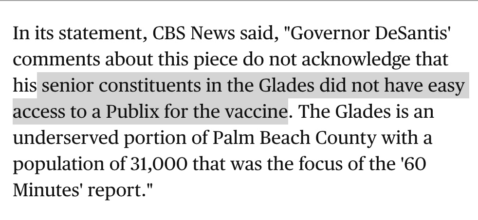 This is wild. CBS News is really tripling down on "Ron DeSantis vaccinated senior citizens first."