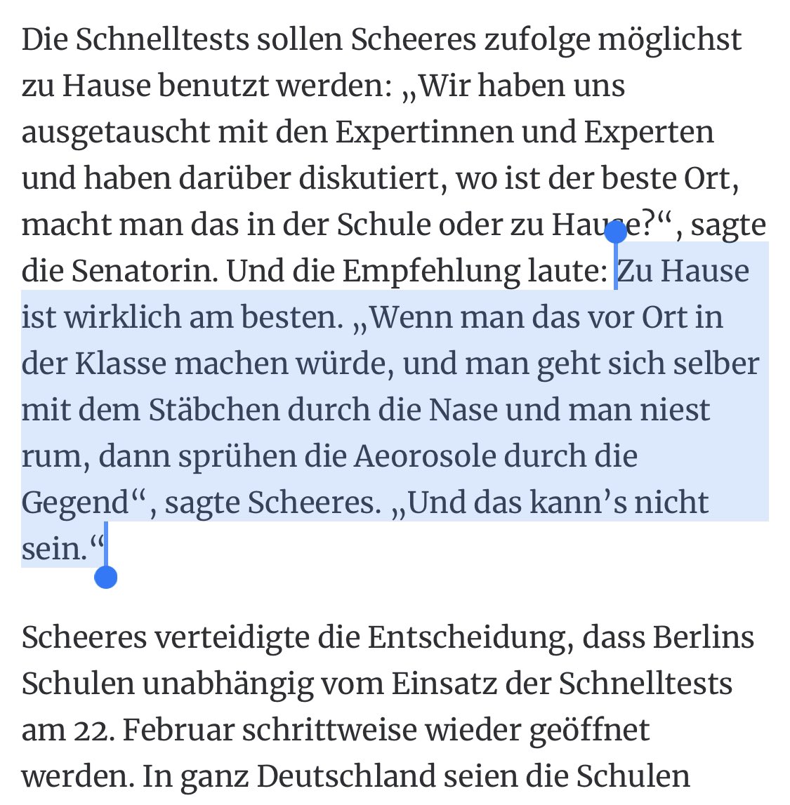 schulkrise's tweet photo. 2/2021 @SenBJF zu Tests in Schulen: „Wenn man das vor Ort in der Klasse machen würde, und man geht sich selber mit dem Stäbchen durch die Nase und man niest rum, dann sprühen die Aeorosole durch die Gegend“, sagte #Scheeres. „Und das kann’s nicht sein.“ 🤧
https://t.co/B6RQv7HzKo https://t.co/Z6OofHaL4o