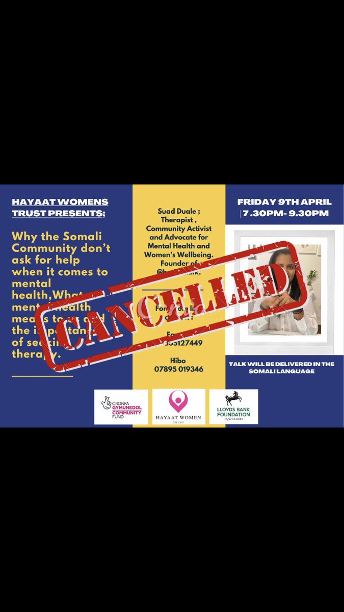 Hayatwomentrust's tweet photo. @Hadal_Talk Our guest speaker has become very sick May Allah cure her Aamin so we have decided to postpone tomorrow’s live event until further notice @Hadal_Talk https://t.co/g7gBKIbL1o