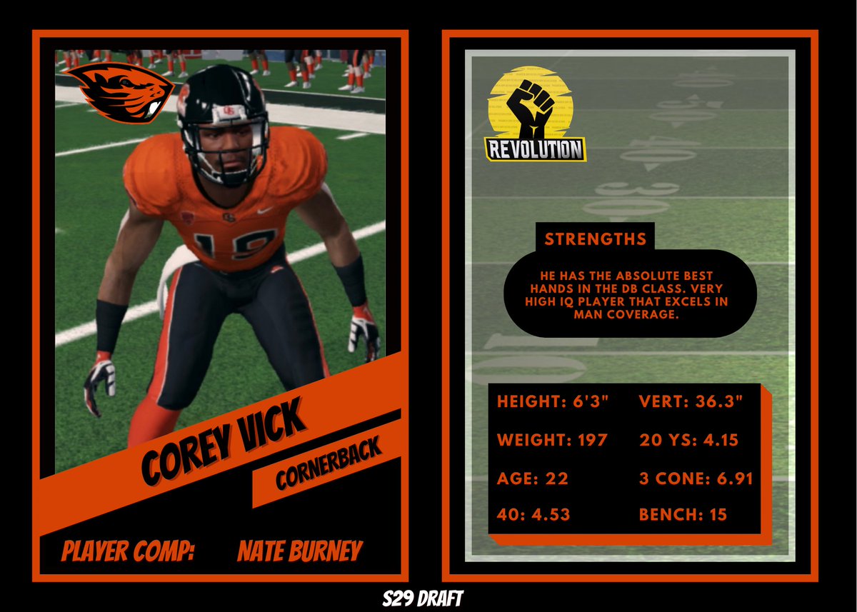 MSRdraftgurus's tweet photo. Draft Gurus, Players to Watch

Cb Corey Vick has the build defensive coordinators dream of.  One of the best man corners in the draft and expects to catch the ball when thrown near him.

Comparable player: Nate Burney Baltimore Ravens

@MSRLeague
@MsrSticks https://t.co/z89IBXWi17