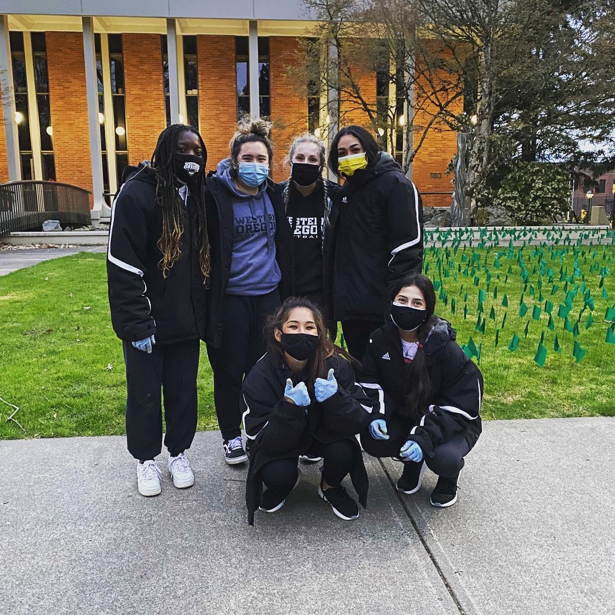 WouSAAC's tweet photo. Today is Yom HaShoah, aka Holocaust Remembrance day. WOU honors this day by creating a display that represents the lives lost during the Holocaust, each flag representing 500 people who were killed. We encourage you to check out WOU student engagement page to learn more about! https://t.co/ztgDhkGVve