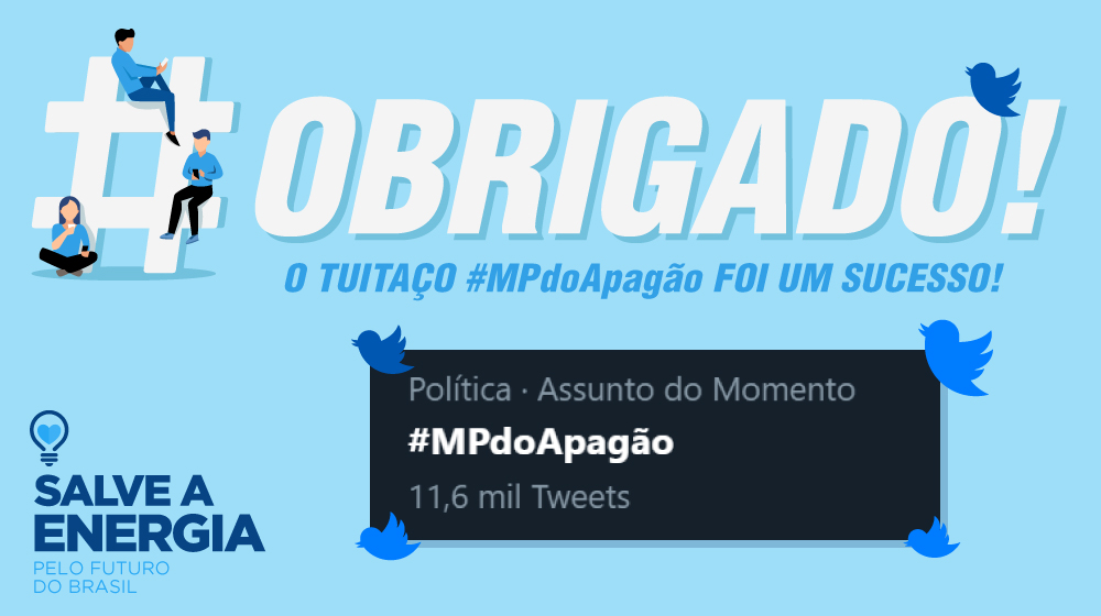 SalveAEnergia's tweet photo. O tuitaço em defesa da Eletrobras foi um sucesso! 👏👏
Parabéns a todos que mobilizaram suas redes para salvar a energia!
O Brasil diz NÃO à MP 1031/21
O Brasil diz NÃO à MP do Apagão!
Salve a Energia
#MPdoApagão https://t.co/65bVvhKkZj