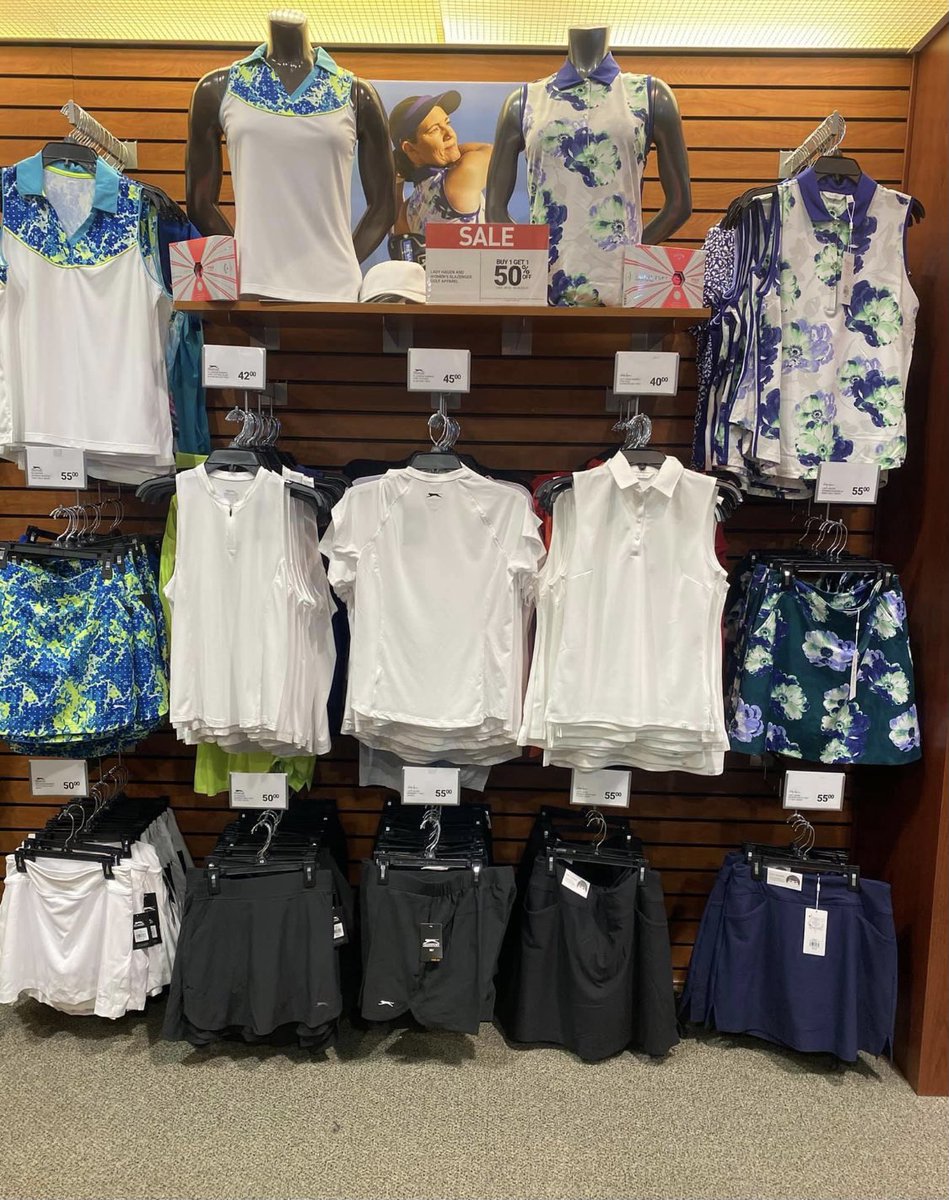 kimi0309's tweet photo. Big fail @DICKS sporting goods. This is the entirety of the women’s golf wear section. The men’s golf wear section is ten times this size. Discriminate much, DICKS?! https://t.co/zoRGtUvxrp