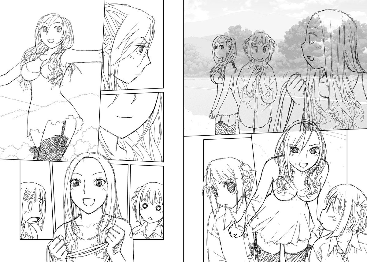 あいかわらずショートスリープなオイラですが今日はちょっと早めにおやすみなさいなのです(*≧▽≦)ノシ))

先に背景を作っているのでちょっと見え難いですが、見開き単位で作業してた連載の下描き台詞フキダシ擬音無しバージョンっす…25↓ 