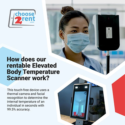 choose2rent's tweet photo. Easy, fast and intuitive. The Elevated Body Temperature Scanner makes safety protocols for your event easy and secure. Learn more here: https://t.co/nP6YZ279bL
#eventprofs #eventplanning #eventtechnology #equipmentrental https://t.co/SYfn9ZS5Sg