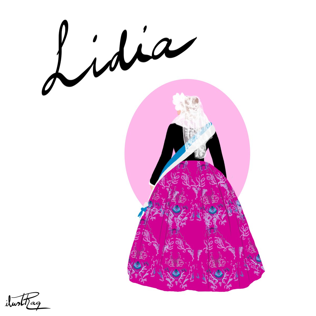 ilustraq's tweet image. He hecho esta ilustración tan especial para @liidiaa97 💜, que fue Dama en les Fogueres de Sant Joan 🔥