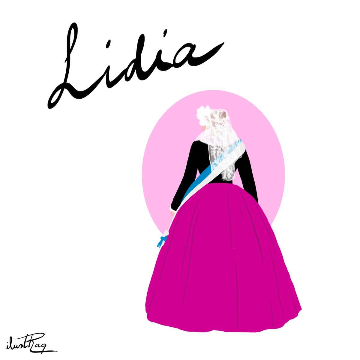 ilustraq's tweet image. He hecho esta ilustración tan especial para @liidiaa97 💜, que fue Dama en les Fogueres de Sant Joan 🔥