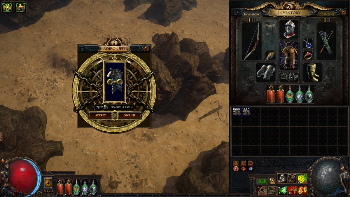 Perandus Coin drops have been rebalanced and can now be used to purchase a wider range of unique items from Cadiro.