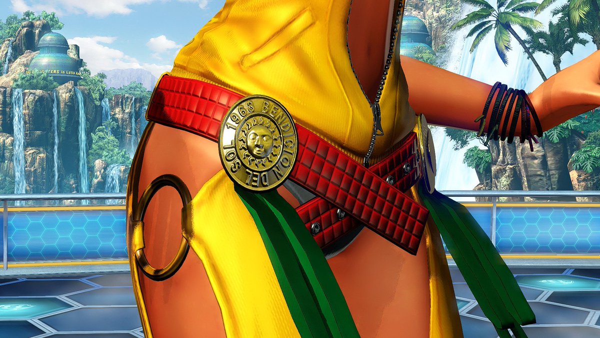 7. SNKH also gave her some lines in Spanish like: "Vamos" (Let's Go) or "Salto" (Jump). Which some could say work for Portuguese too, but it's actually Spanish because she even has 2 medallions that say: "Bendición del Sol" (Sun Blessing). Having the accent mark used in Spanish.