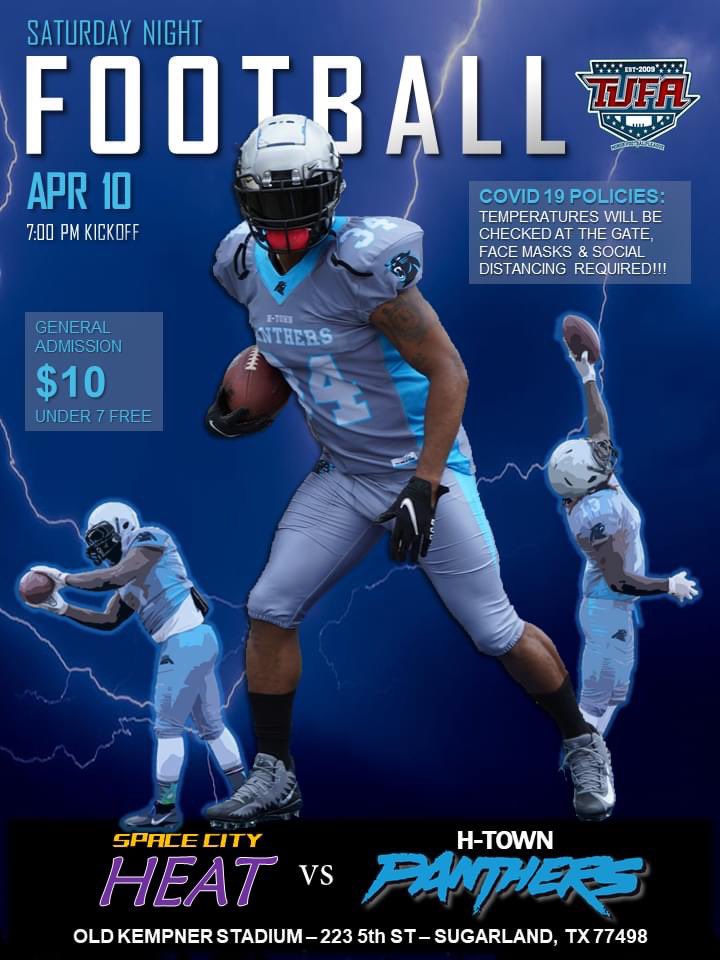 RuschAudrey's tweet photo. It’s on this weekend ! Come watch us battle the Heat! #semiprofootball #TUFA #HTownPanthers #Footballchick #OLine #Center https://t.co/x7DBvNmQ5x