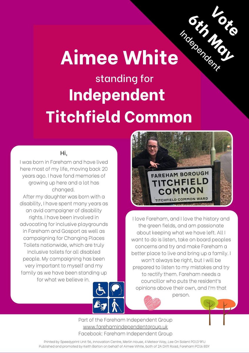 Hello Twitter! I am running as an independent in our local elections! I am mum to Emily a @ndawards winner who is a wheelchair user & wife to @Danwhite1972 I am a born equality campaigner! Please support my campaigning as it’s time to remove the local conservatives.