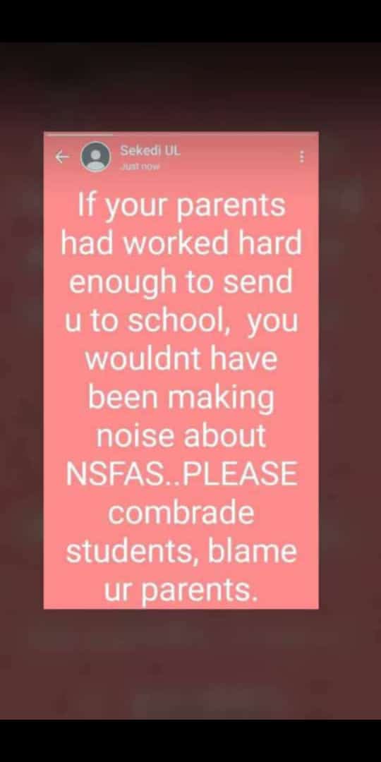 BokamosoNaomi's tweet photo. #NSFA
#TSRCMustFall
#MokgalongMustFall
#AllowancesNow
The person we elected to lead us πͺπͺπͺ https://t.co/aXSYQoUsRe
