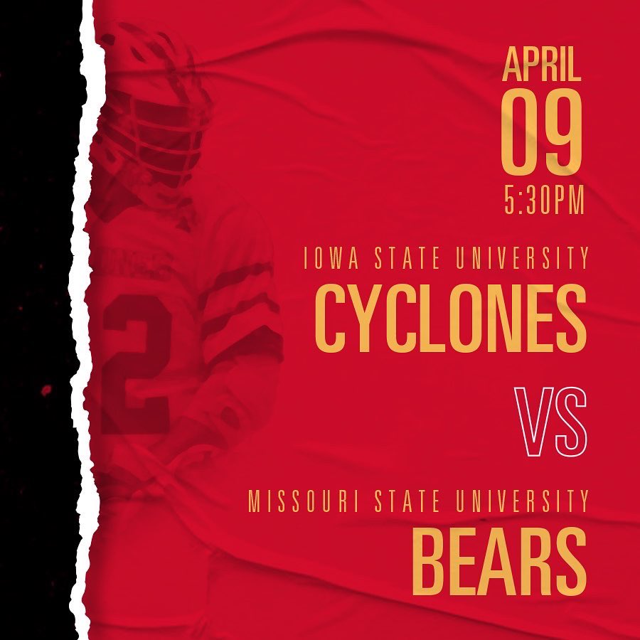IowaStateLax's tweet photo. The Clones are back with some HOME GAMES! ISU looks to take on Missouri State, tomorrow (4/9), at 5:30pm and Illinois on Saturday (4/10) at 12:30pm! Both games will be held at Lied Rec Fields so be sure to come out and support your Cyclones!

#rollclones https://t.co/tEO5I57N4Z