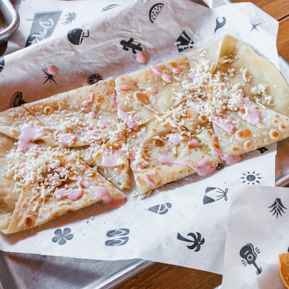 RUN..don’t walk...our Quesadilla with our famous roasted garlic beet crema is only $3 during HAPPY HOUR! 3pm-6pm every day of the week.