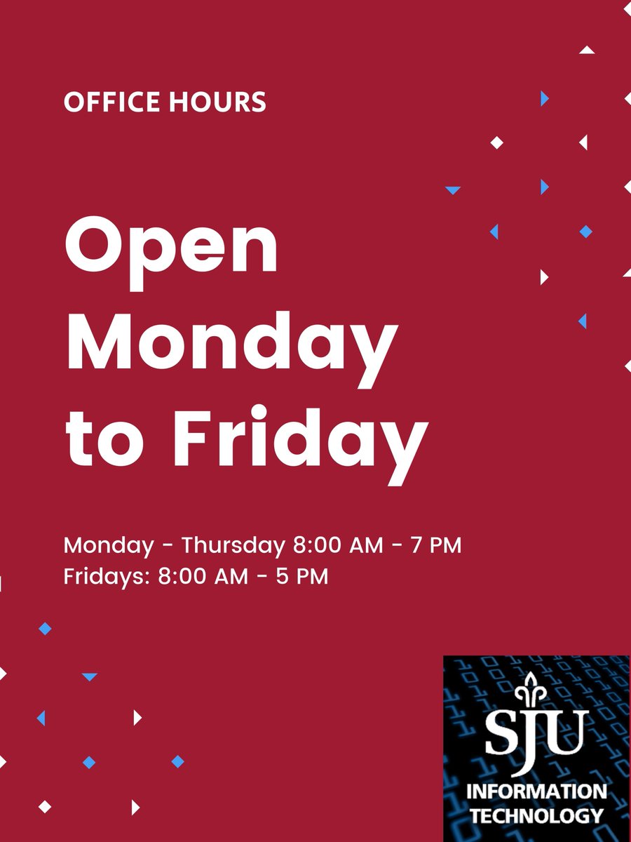 sjuit's tweet photo. Having tech issues? The TSC offers a full-service center that will address the technology needs for all SJU faculty, staff and students in one convenient location. #TSC129 https://t.co/KwkRSwr8Mp