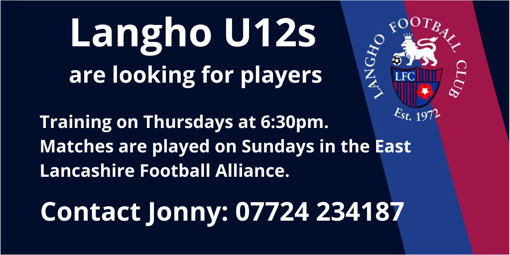 LanghoFC's tweet photo. Our U12s are looking for players. For more information, contact Jonny on 07724 234187. https://t.co/s1T8aojVXQ