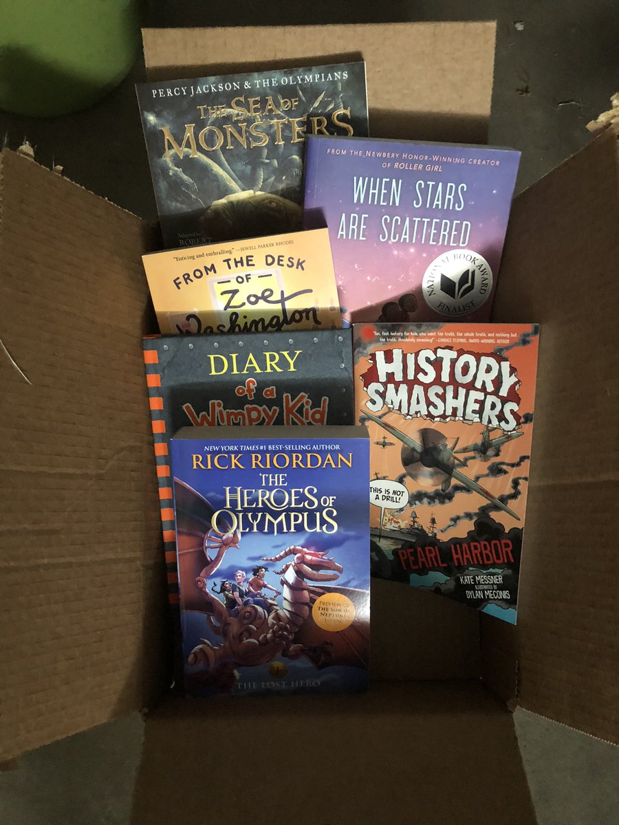 te_linds's tweet photo. Another huge thank you to @erinbookdragon pinned tweet for a special box of goodies for my school library. I am so excited for my students!! https://t.co/CmIusLpXLr