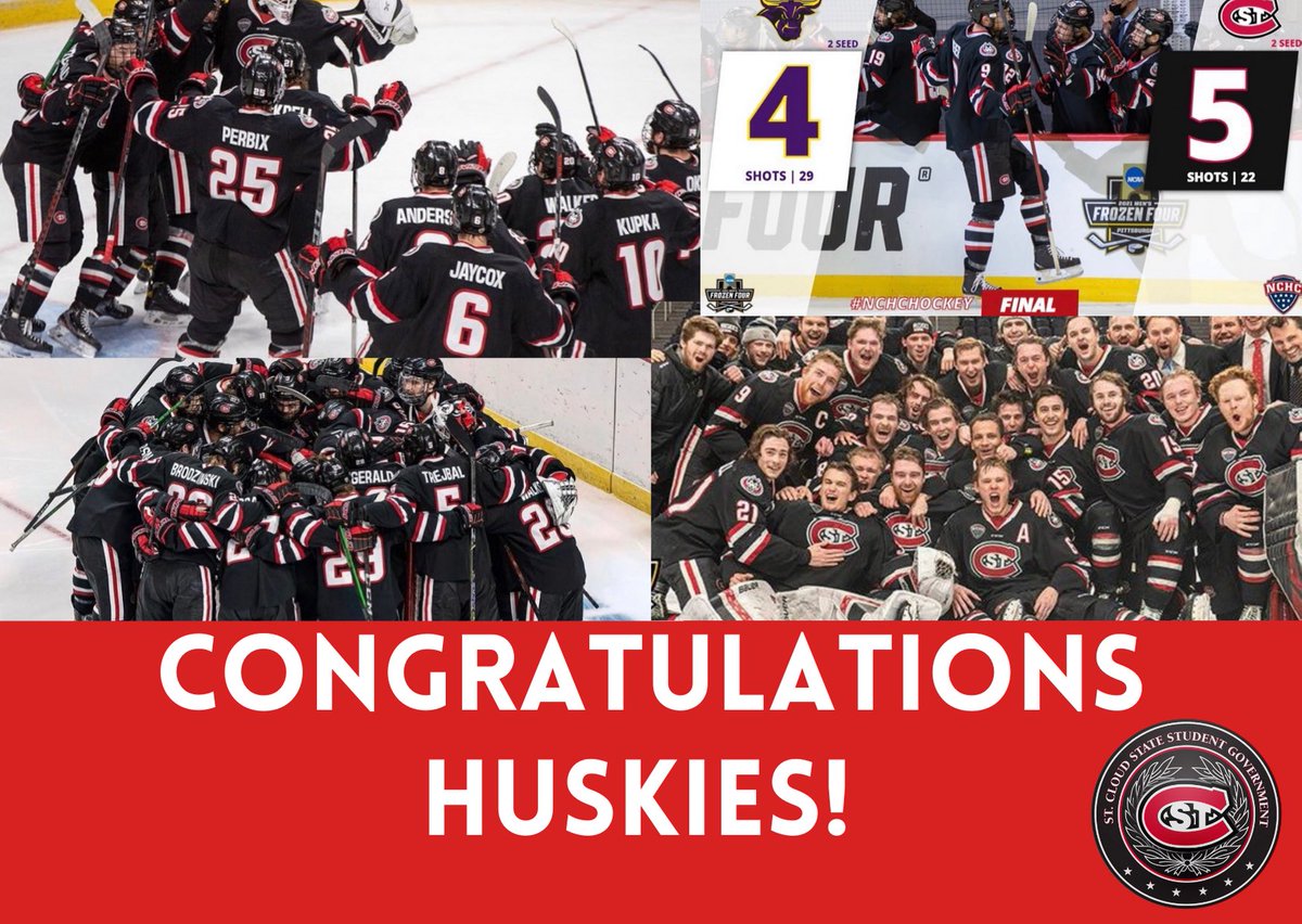 Student Government (@scsustudentgov) on Twitter photo Student Government Association would like to Congratulate our Men’s Hockey Team for their fantastic win in the Frozen Four against Minnesota State University Mankato! <a href="/SCSUHUSKIES_MH/">St. Cloud State Men's Hockey</a> <a href="/stcloudstate/">St. Cloud State</a> #scsuhockey #UnleashSCSU #FrozenFour 🐾🐾 Student Government Association would like to Congratulate our Men’s Hockey Team for their fantastic win in the Frozen Four against Minnesota State University Mankato! <a href="/SCSUHUSKIES_MH/">St. Cloud State Men's Hockey</a> <a href="/stcloudstate/">St. Cloud State</a> #scsuhockey #UnleashSCSU #FrozenFour 🐾🐾