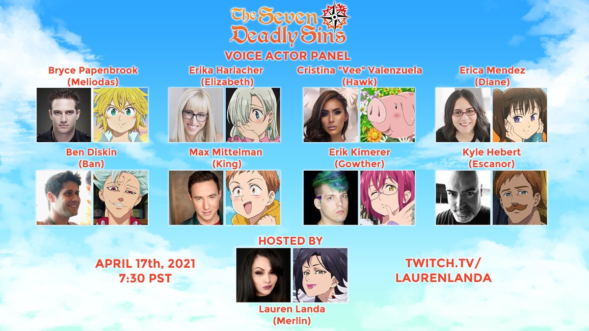 Lauren_A_Landa's tweet photo. 💥Saturday, April 17th, 7:30 PM (PST)💥

For the first time EVER, we will be having a #SevenDeadlySins Voice Actor panel on my Twitch! Featuring ALL of the Seven Deadly Sins! 

Hosted by me!
 
(Link in image AND in Bio)
#TheSevenDeadlySins https://t.co/HXAzkmNdIB