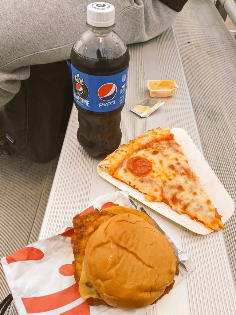 TyMeade's tweet image. CCA: Chick-fil-a is a must, but couldn't pass up Depot pizza (side note: Depot dessert pizza is the best, thank me later). Also got a chance to check out @physicsramble coaching up the soccer team behind the stadium. Good night all around.