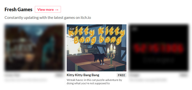 gypynkt's tweet photo. #kittykittybangbang on the front page of @itchio in the #freshgames section!!! Maybe because we crossed 500 downloads yesterday? 🐈⬛🔥
Play it here: https://t.co/QscrzR81In
#indiedevdream #frontpage #catgame https://t.co/Wfis50wKLj