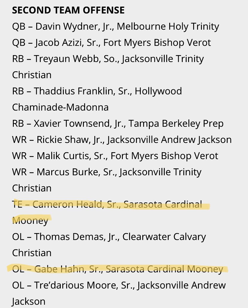 Mooney_FB's tweet photo. Congratulations to our seniors, @CameronHeald82 and @GHahn73 on their 2020 Class 3A All State Second Team selection! #cougarpride #mooneyathletics https://t.co/ZgZMSkn8J7