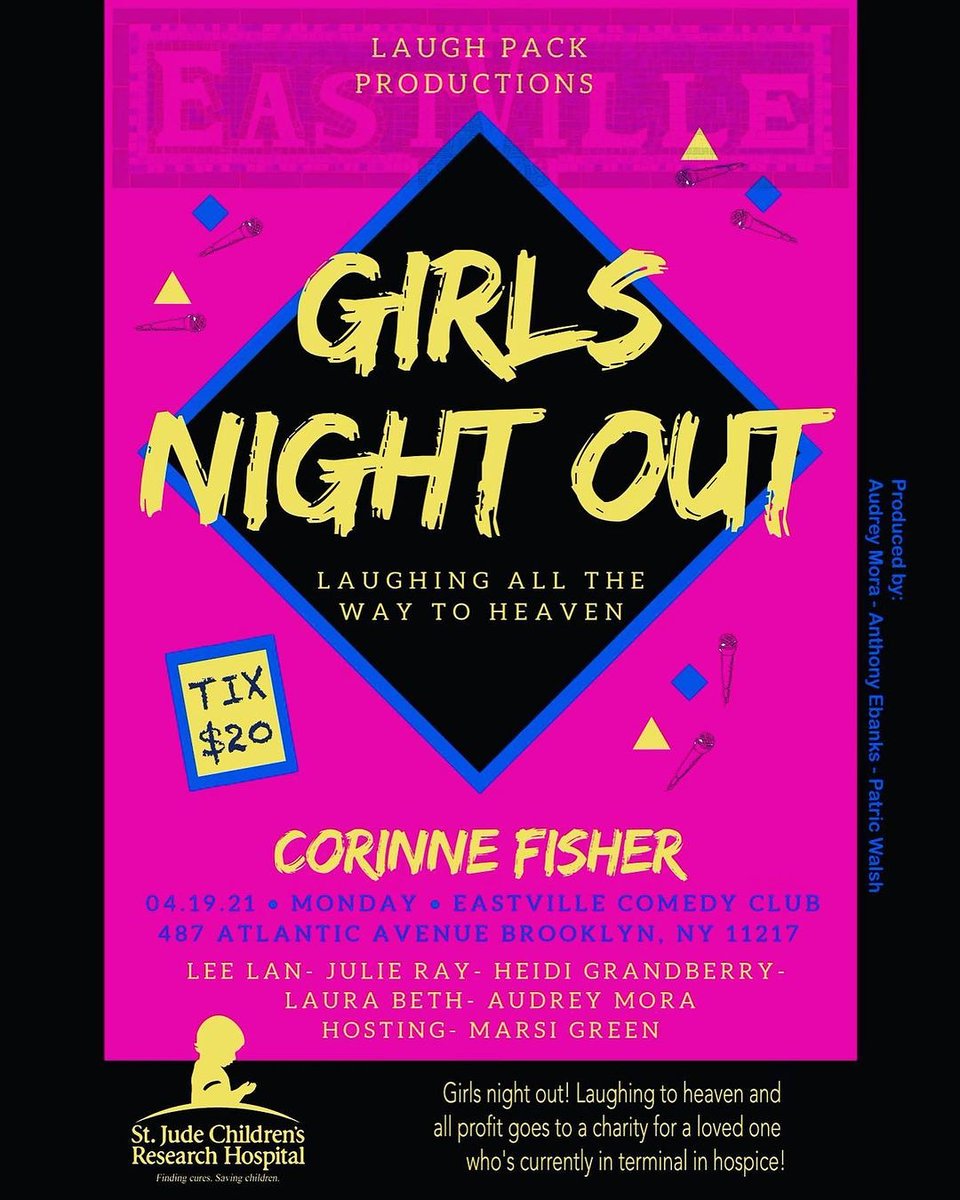 instagram.com/laughpackprodu…
"LADIES NIGHT OUT, A ALL WOMENS SHOW!!!! WITH PROCEEDS GOING 2 CHARITY IN MY AUNTS NAME WHO IS TERMINALLY ILL" @pwalsh0828 
<a href="/laughpackprod/">Laugh Pack Productions</a> @adriux22 @mr_ton_ebanks_welth <a href="/PhilanthropyGal/">CORINNE FISHER</a> <a href="/eastvillecomedy/">EastVille Comedy</a>
#laugh #good #cause #goodcause #charity  #comedy