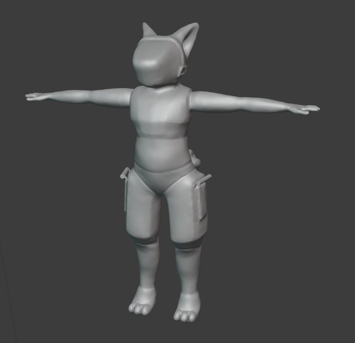 Tail and shoulder pads are the only things that are left now. The rest of the mesh is finished