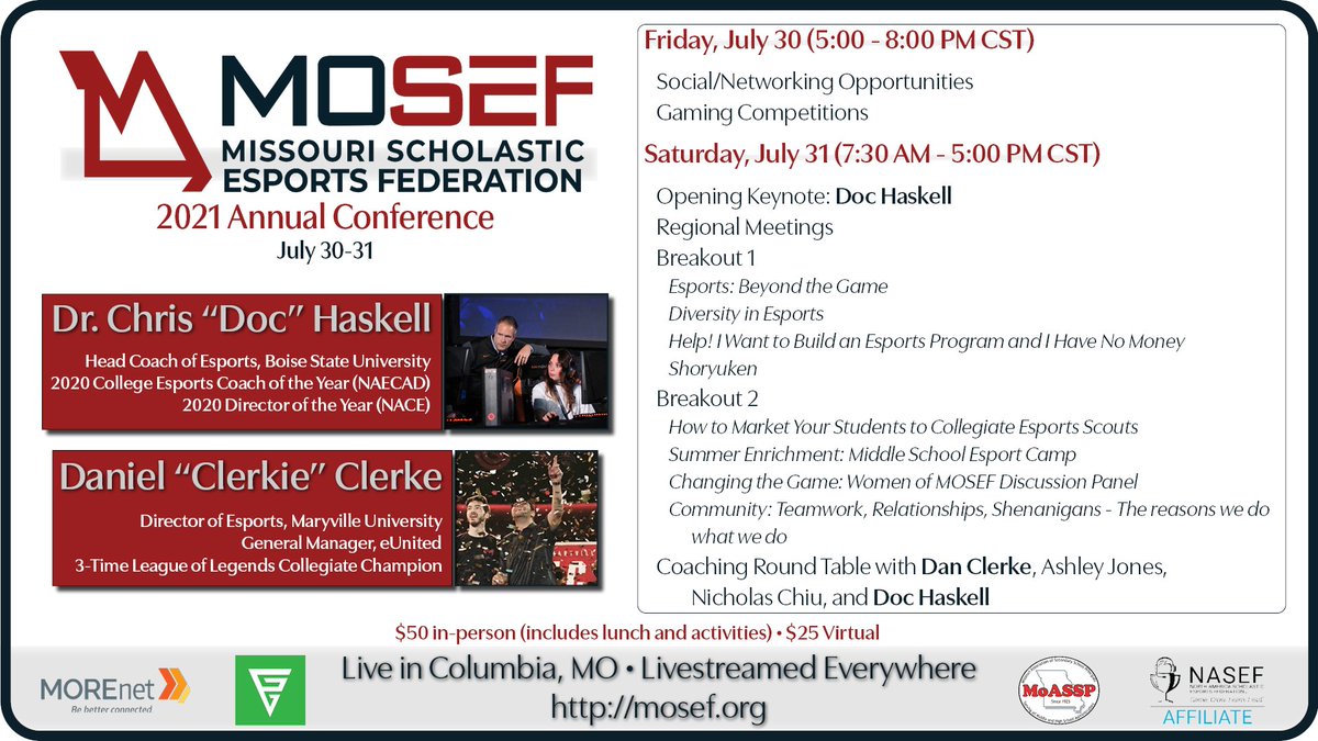 Registration for our summer conference is OPEN.

Come hang out with us and learn as we continue to work towards building one of the best scholastic esports organizations in the country!