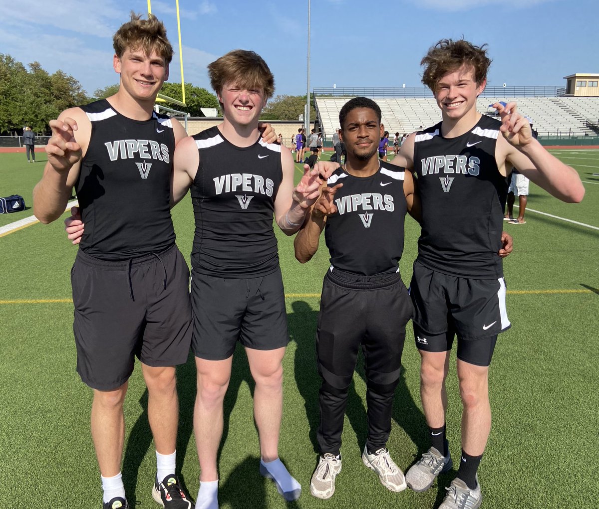 Vandegrift Football (@vhsfootball) on Twitter photo Congrats to the 🐍 4x1 relay team for qualifying for the 6A area meet.
<a href="/viperxcnation/">Viper Racing</a> <a href="/VandegriftHS/">Vandegrift HS</a>
#ViperStrike Congrats to the 🐍 4x1 relay team for qualifying for the 6A area meet.
<a href="/viperxcnation/">Viper Racing</a> <a href="/VandegriftHS/">Vandegrift HS</a>
#ViperStrike
