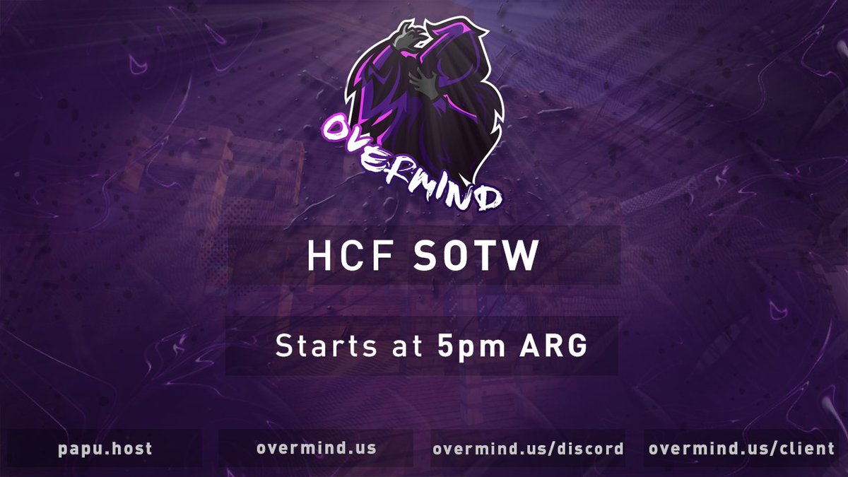 PapuCraft's tweet image. 📢HCF SOTW📢

💯El SOTW de HCF toma lugar a las 5pm ARG/4pm CHI/3pm PER el día Domingo 11/04💯

🔃+❤️+ Follow para entrar en el sorteo de un Kronos+ por 30 días

👉IP: overmind.us 💎
👉Discord: overmind.us/discord/🎙️
👉Store: store.overmind.us💰 (70%OFF)