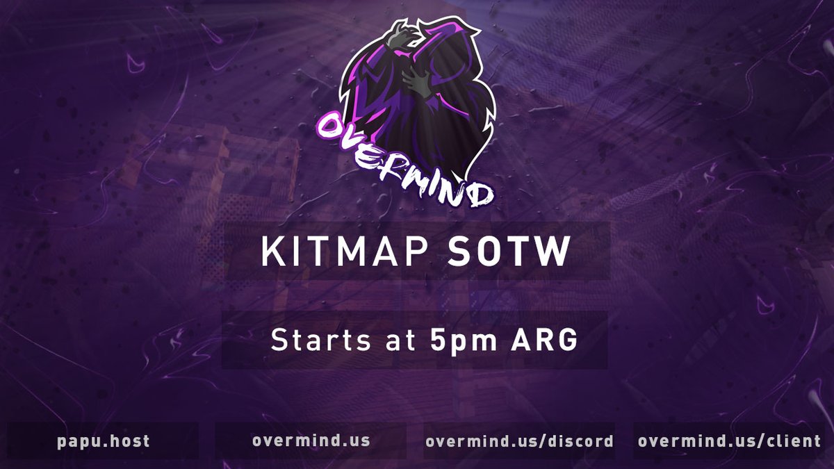 PapuCraft's tweet image. 📢Kitmap SOTW📢

💯El SOTW de Kitmap toma lugar a las 5pm ARG/4pm CHI/3pm PER el día Sábado 10/04💯

🔃+❤️+ Follow para entrar en el sorteo de un rango Kronos+ por 30 días

👉IP: overmind.us 💎
👉Discord: overmind.us/discord/🎙️
👉Store: store.overmind.us💰