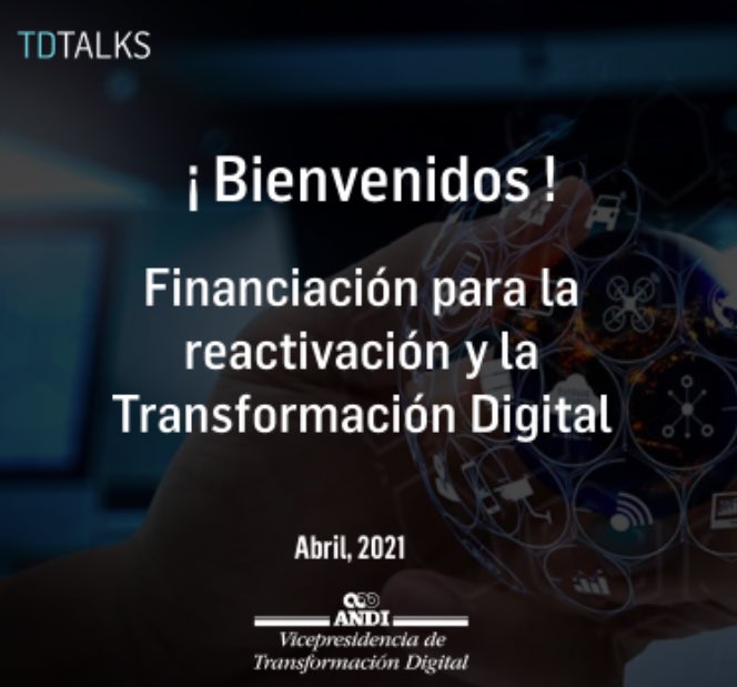santiagopinzong's tweet photo. Realizamos otro #TDTalks con afiliados de diferentes sectores/regiones para facilitar conocimiento y acceso a herramientas que permitan llevar a la práctica #TransformaciónDigital 

Hoy en alianza con @Bancoldex sobre financiación para la reactivación económica y la TDigital 🚀 https://t.co/Fp1iU2PXIf